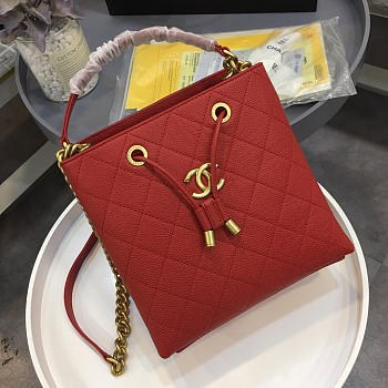 Chanel's latest drawstring bucket bag big red