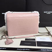 YSL Small Crocodile Sunset Silver chain front flap handbag pink - 4