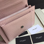 YSL Small Crocodile Sunset Silver chain front flap handbag pink - 5