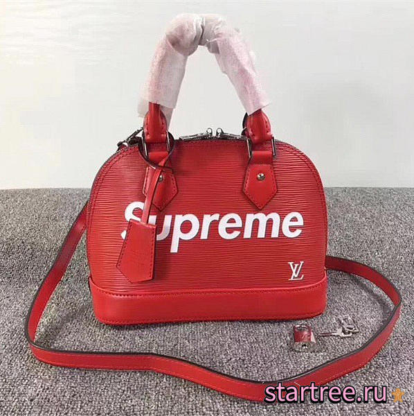 Louis Vuitton Supreme Domed Satchelv Red- M40301 - 25x19x12cm - 1