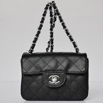 chanel caviar leather flap bag with silver hardware black CohotBag 