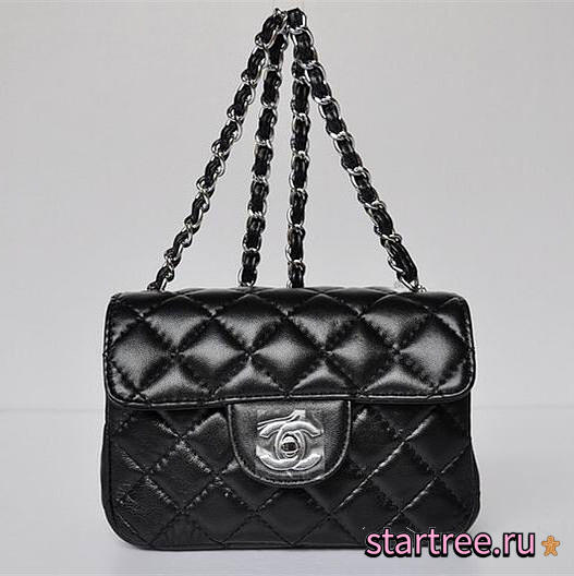 Chanel Lambskin Leather Flap Bag With Silver Hardware Black -  17.5x12.5x7cm - 1