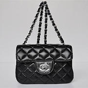 Chanel Lambskin Leather Flap Bag With Silver Hardware Black -  17.5x12.5x7cm - 1