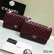 Chanel Lambskin Leather Flap Bag Wine Red Gold/Silver 30cm - 1