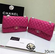 Chanel Lambskin Leather Flap Bag Gold/Silver Rose Red 30cm - 1