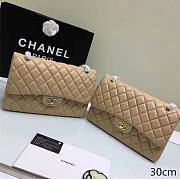 Chanel Lambskin Leather Flap Bag Gold/Silver Beige Large  30cm - 1