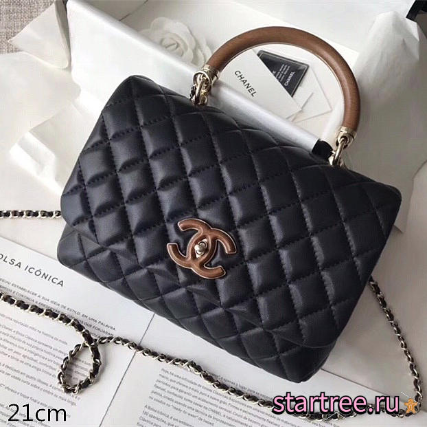 Chanel Flap Bag With Top Handle Black - 21cm - 1