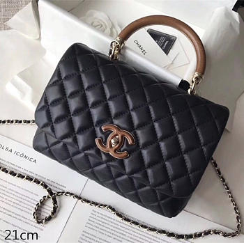 Chanel Flap Bag With Top Handle Black - 21cm