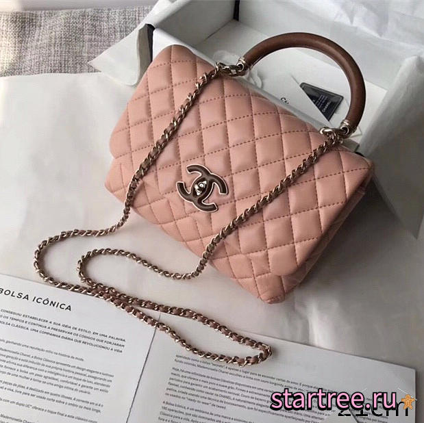 Chanel Flap Bag With Top Handle Pink - 21cm - 1