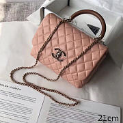 Chanel Flap Bag With Top Handle Pink - 21cm - 1