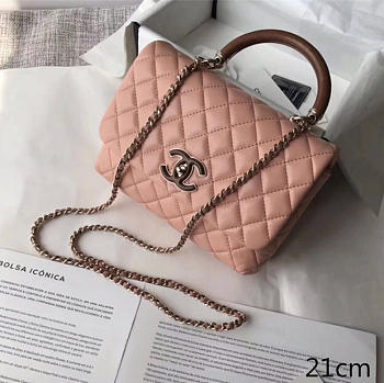 Chanel Flap Bag With Top Handle Pink - 21cm