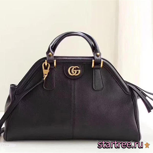 gucci re(belle) suede medium top handle bag ‎516459 black CohotBag 2018 - 1