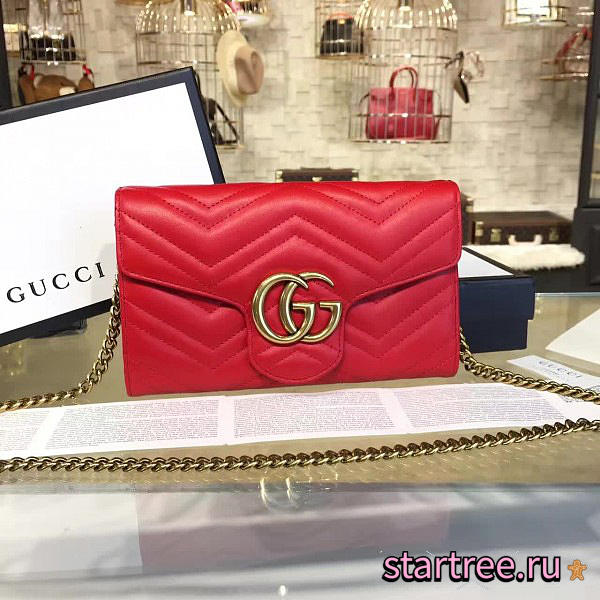 Gucci GG Marmont Matelassé Leather Super Mini Bag Red - 21cm x 14cm x 3cm - 1