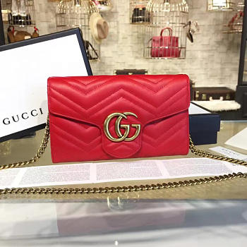 Gucci GG Marmont Matelassé Leather Super Mini Bag Red - 21cm x 14cm x 3cm