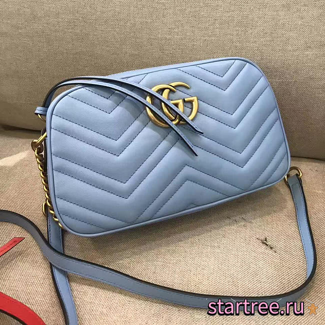 Gucci GG Marmont Matelassé Light Blue- 25cm x 9cm x 14cm - 1