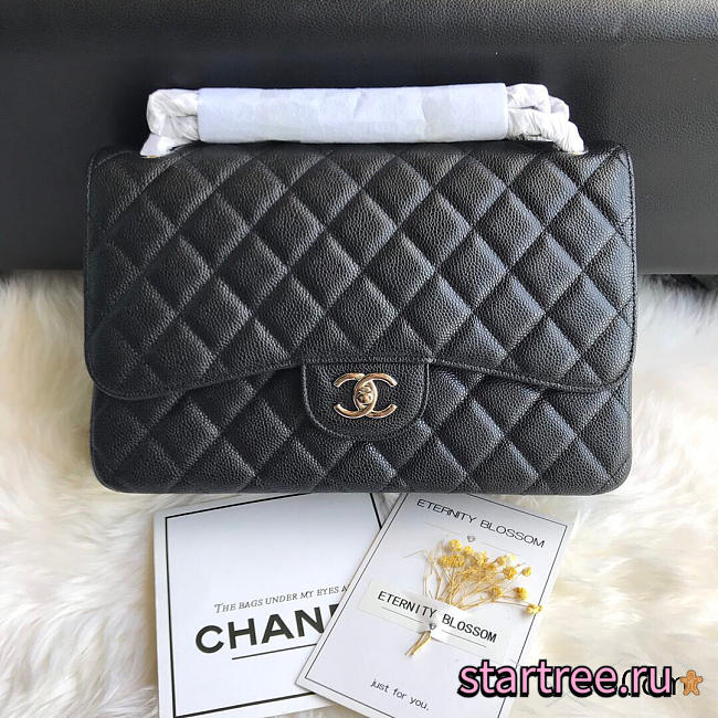 Chanel Classic Double Flap Quilted Caviar Gold-tone - 19.5 × 30 × 10 cm - 1