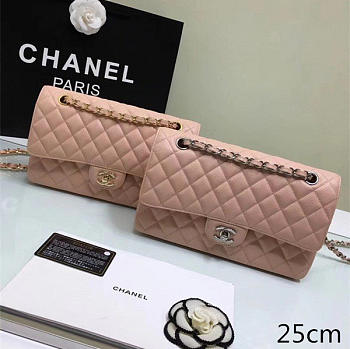 Chanel Calfskin Leather Flap Bag Gold Pink- 25cm