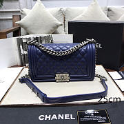 Chanel Sheepskin Classic Diamond Hot Mom Burst Dark Blue Silver Hardware A67086 - 25cm - 1