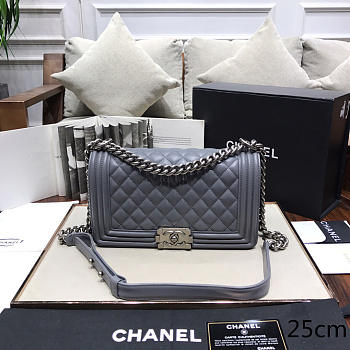 Chanel Sheepskin Classic Diamond Hot Mom Burst Grey Silver Hardware A67086 - 25cm