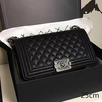 CohotBag chanel medium quilted caviar black silver a13043 vs06151