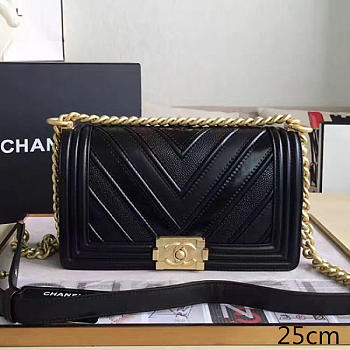 Chanel Chevron Quilted Medium Boy Bag Black A67086