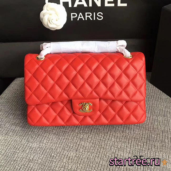 Chanel Lambskin Classic Flap Bag Red A01112 - 25cm - 1