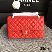 Chanel Lambskin Classic Flap Bag Red A01112 - 25cm - 1