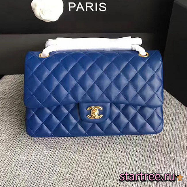 Chanel Lambskin Classic Flap Bag Blue- A01112 -25cm - 1