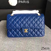 Chanel Lambskin Classic Flap Bag Blue- A01112 -25cm - 1