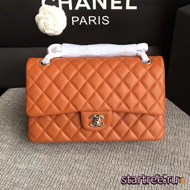 Chanel Lambskin Classic Flap Bag Orange A01112 - 25cm - 1