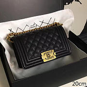 Chanel Small Quilted Caviar Boy Bag Black Gold A13043 - 1