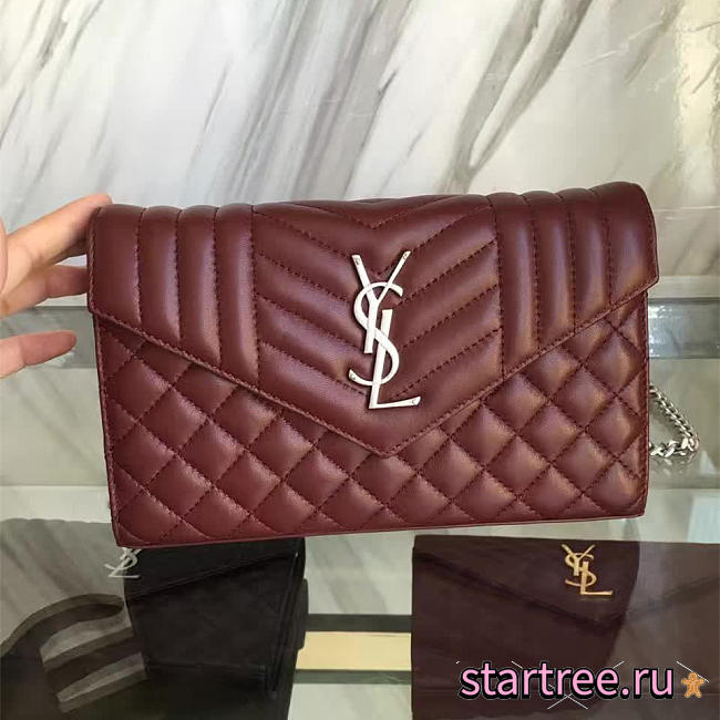 YSL| Envelop Satchel Wine Red - 22cm x 5.5cm x 13.5cm - 1