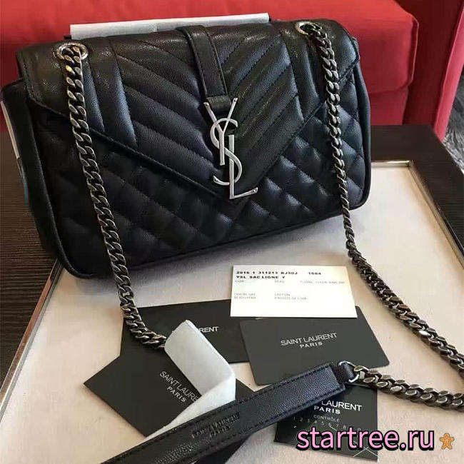 YSL| Envelop Satchel MM Black - 24cm x 15cm x 7 cm - 1