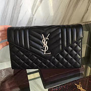 YSL| Envelop Satchel Black Silver - 22cm x 5.5cm x 13.5cm - 1