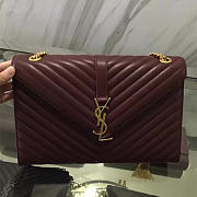 ysl gold monogram envelop wine red CohotBag 5082 - 1