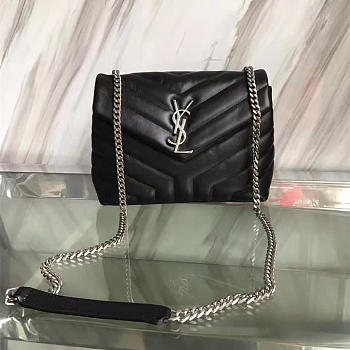 YSL Small Loulou Bag In Black with Silver Hardware-  23cm 