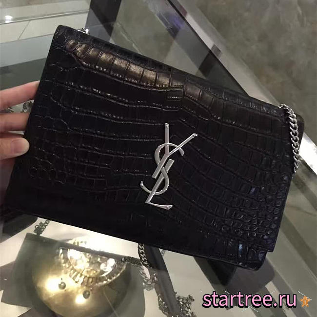 YSL Monogram Kate In Embossed Crocodile Shiny Leather -28.5cm x 20cm x 6.5cm - 1