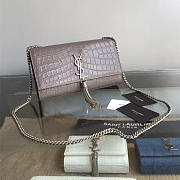 ysl monogram kate silver tassel in embossed crocodile shiny leather CohotBag 5038 - 1