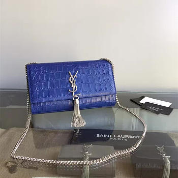 ysl monogram kate silver tassel in embossed crocodile shiny leather CohotBag 5041