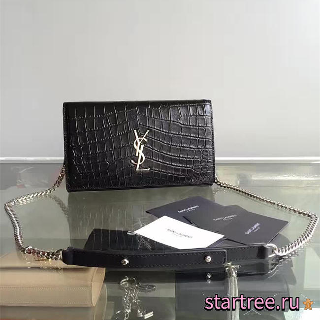 ysl monogram kate crocodile embossed shiny leather CohotBag 5028 - 1