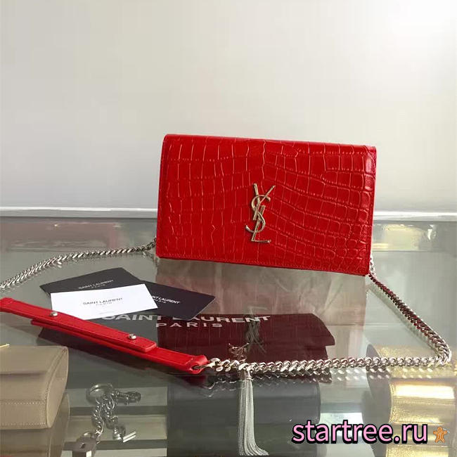 ysl monogram kate crocodile embossed shiny leather CohotBag 5024 - 1