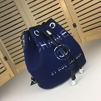 CohotBag chanel canvas bucket bag dark blue