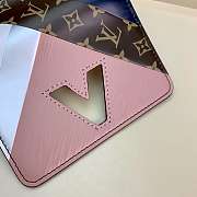 Lv Twist Short Wallet Pink Leather Embossing Black- 12x9.5x2.5 cm - 6