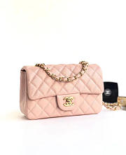 Chanel Classic Flap Bag Caviar Leather Sliver&Gold Hardware Pink- 20x13x7cm  - 1