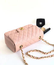 Chanel Classic Flap Bag Caviar Leather Sliver&Gold Hardware Pink- 20x13x7cm  - 4