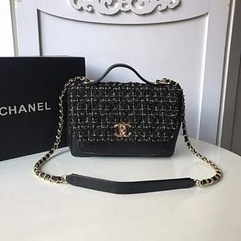 CohotBag chanel leather flap bag black length 23cm gold