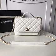 Chanel Flap Bag With Top Handle Grained Calfskin & Gold-Tone Metal White - 23x16x8cm - 1