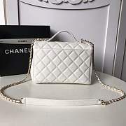 Chanel Flap Bag With Top Handle Grained Calfskin & Gold-Tone Metal White - 23x16x8cm - 5