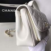 Chanel Flap Bag With Top Handle Grained Calfskin & Gold-Tone Metal White - 23x16x8cm - 4