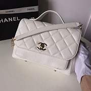 Chanel Flap Bag With Top Handle Grained Calfskin & Gold-Tone Metal White - 23x16x8cm - 3